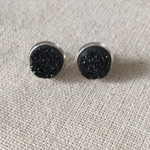 Black druzy studs